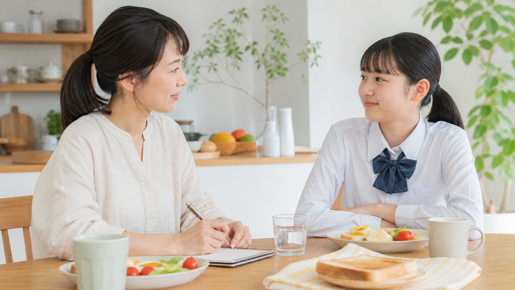 中学生の思春期ニキビと生活習慣を親子で確認するイメージ